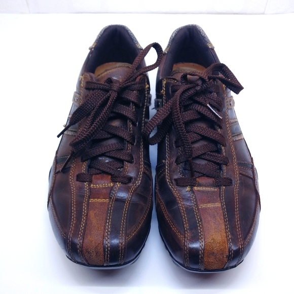 skechers mens brown leather lace up casual shoes